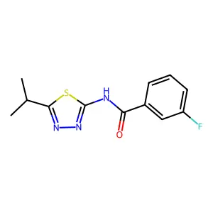 3-fluoro-N-[5-(propan-2-yl)-1,3,4-thiadiazol-2-yl]benzamide structure