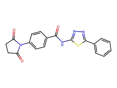 4-(2,5-dioxopyrrolidin-1-yl)-N-(5-phenyl-1,3,4-thiadiazol-2-yl)benzamide structure