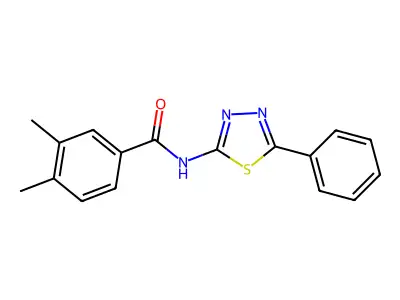 3,4-dimethyl-N-(5-phenyl-1,3,4-thiadiazol-2-yl)benzamide structure
