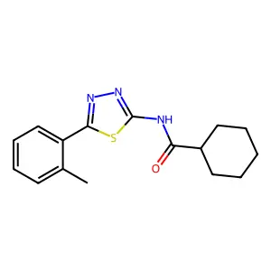 N-[5-(2-methylphenyl)-1,3,4-thiadiazol-2-yl]cyclohexanecarboxamide structure