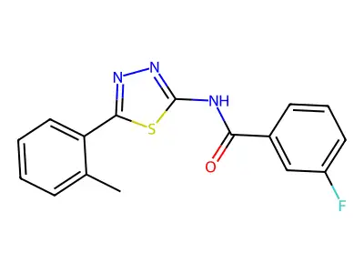 3-fluoro-N-[5-(2-methylphenyl)-1,3,4-thiadiazol-2-yl]benzamide structure