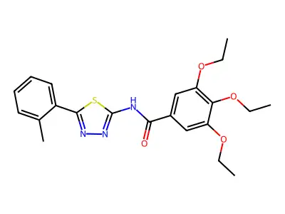 3,4,5-triethoxy-N-[5-(2-methylphenyl)-1,3,4-thiadiazol-2-yl]benzamide structure