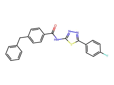 4-benzyl-N-[5-(4-fluorophenyl)-1,3,4-thiadiazol-2-yl]benzamide structure