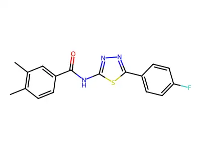 N-[5-(4-fluorophenyl)-1,3,4-thiadiazol-2-yl]-3,4-dimethylbenzamide structure