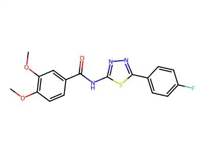 N-[5-(4-fluorophenyl)-1,3,4-thiadiazol-2-yl]-3,4-dimethoxybenzamide structure