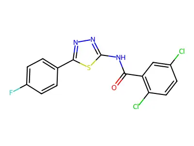 2,5-dichloro-N-[5-(4-fluorophenyl)-1,3,4-thiadiazol-2-yl]benzamide structure