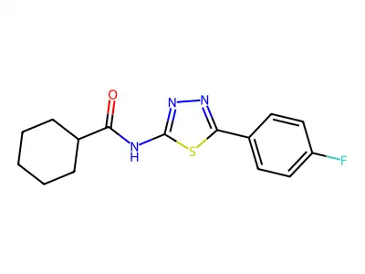 N-[5-(4-fluorophenyl)-1,3,4-thiadiazol-2-yl]cyclohexanecarboxamide structure