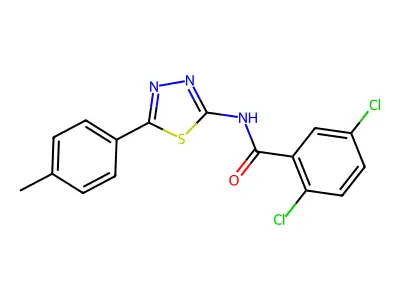 2,5-dichloro-N-[5-(4-methylphenyl)-1,3,4-thiadiazol-2-yl]benzamide structure