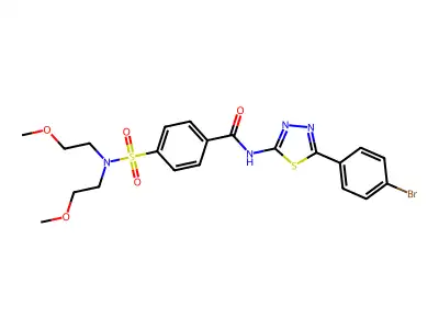 4-[bis(2-methoxyethyl)sulfamoyl]-N-[5-(4-bromophenyl)-1,3,4-thiadiazol-2-yl]benzamide structure