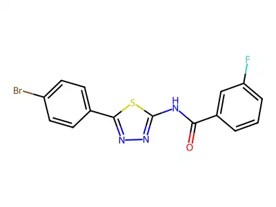 N-[5-(4-bromophenyl)-1,3,4-thiadiazol-2-yl]-3-fluorobenzamide structure