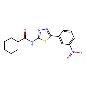 N-[5-(3-nitrophenyl)-1,3,4-thiadiazol-2-yl]cyclohexanecarboxamide structure