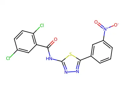 2,5-dichloro-N-[5-(3-nitrophenyl)-1,3,4-thiadiazol-2-yl]benzamide structure