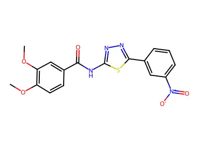 3,4-dimethoxy-N-[5-(3-nitrophenyl)-1,3,4-thiadiazol-2-yl]benzamide structure