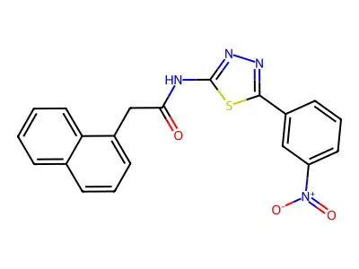 2-(naphthalen-1-yl)-N-(5-(3-nitrophenyl)-1,3,4-thiadiazol-2-yl)acetamide structure