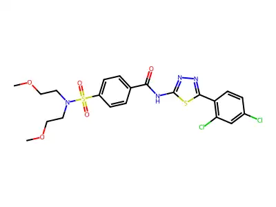 4-[bis(2-methoxyethyl)sulfamoyl]-N-[5-(2,4-dichlorophenyl)-1,3,4-thiadiazol-2-yl]benzamide structure