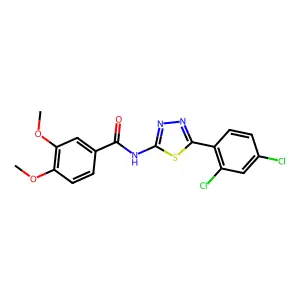 N-[5-(2,4-dichlorophenyl)-1,3,4-thiadiazol-2-yl]-3,4-dimethoxybenzamide structure