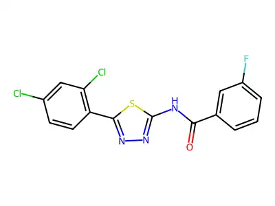 N-[5-(2,4-dichlorophenyl)-1,3,4-thiadiazol-2-yl]-3-fluorobenzamide structure