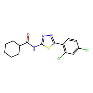 N-[5-(2,4-dichlorophenyl)-1,3,4-thiadiazol-2-yl]cyclohexanecarboxamide structure