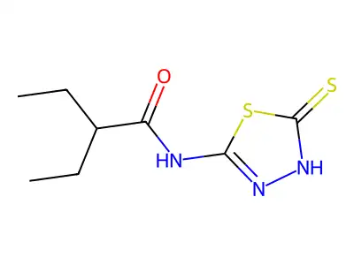 2-ethyl-N-(5-mercapto-1,3,4-thiadiazol-2-yl)butanamide structure