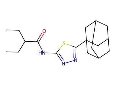 N-[5-(1-adamantyl)-1,3,4-thiadiazol-2-yl]-2-ethylbutanamide structure