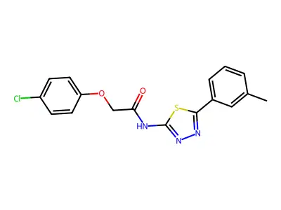 2-(4-chlorophenoxy)-N-[5-(3-methylphenyl)-1,3,4-thiadiazol-2-yl]acetamide structure
