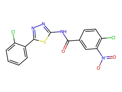 4-chloro-N-[5-(2-chlorophenyl)-1,3,4-thiadiazol-2-yl]-3-nitrobenzamide structure