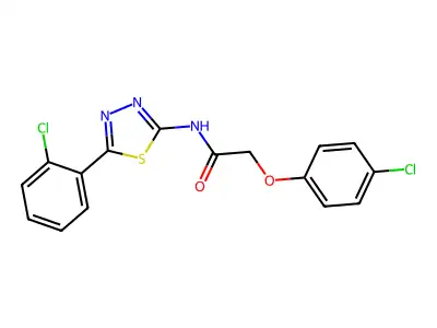 2-(4-chlorophenoxy)-N-[5-(2-chlorophenyl)-1,3,4-thiadiazol-2-yl]acetamide structure