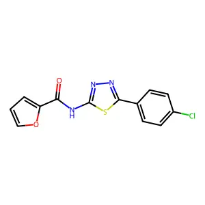 N-[5-(4-chlorophenyl)-1,3,4-thiadiazol-2-yl]furan-2-carboxamide structure