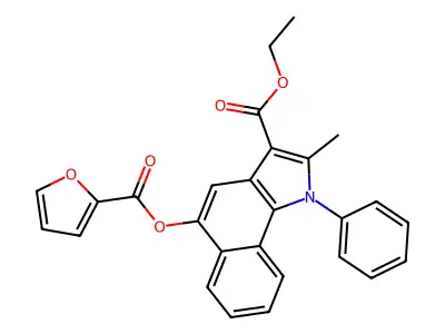 ethyl 5-(furan-2-carbonyloxy)-2-methyl-1-phenyl-1H-benzo[g]indole-3-carboxylate structure