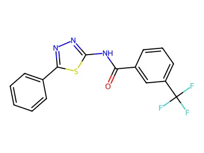 N-(5-phenyl-1,3,4-thiadiazol-2-yl)-3-(trifluoromethyl)benzamide structure