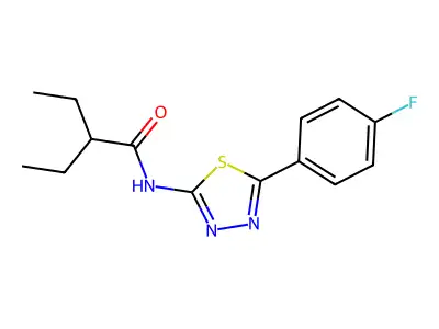 2-ethyl-N-[5-(4-fluorophenyl)-1,3,4-thiadiazol-2-yl]butanamide structure