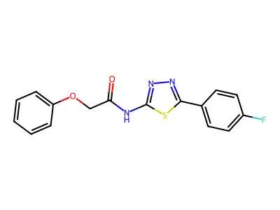 N-[5-(4-fluorophenyl)-1,3,4-thiadiazol-2-yl]-2-phenoxyacetamide structure
