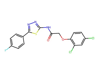 2-(2,4-dichlorophenoxy)-N-[5-(4-fluorophenyl)-1,3,4-thiadiazol-2-yl]acetamide structure