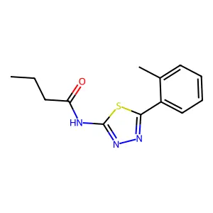 N-[5-(2-methylphenyl)-1,3,4-thiadiazol-2-yl]butanamide structure