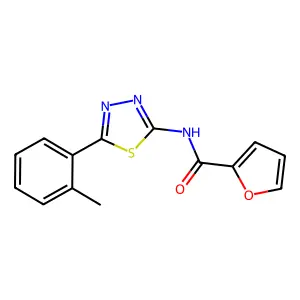 N-[5-(2-methylphenyl)-1,3,4-thiadiazol-2-yl]furan-2-carboxamide structure