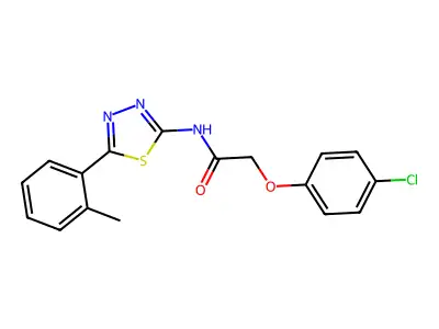 2-(4-chlorophenoxy)-N-[5-(2-methylphenyl)-1,3,4-thiadiazol-2-yl]acetamide structure