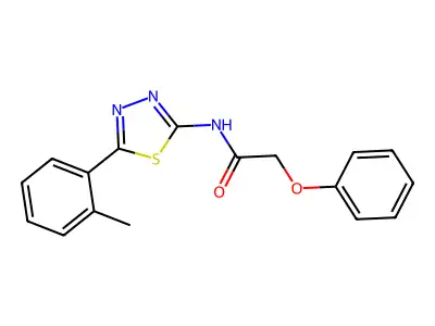 N-[5-(2-methylphenyl)-1,3,4-thiadiazol-2-yl]-2-phenoxyacetamide structure