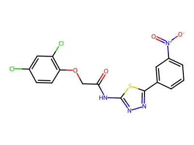 2-(2,4-dichlorophenoxy)-N-[5-(3-nitrophenyl)-1,3,4-thiadiazol-2-yl]acetamide structure