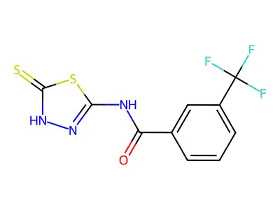 N-(5-mercapto-1,3,4-thiadiazol-2-yl)-3-(trifluoromethyl)benzamide structure