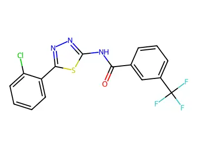 N-[5-(2-chlorophenyl)-1,3,4-thiadiazol-2-yl]-3-(trifluoromethyl)benzamide structure