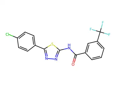 N-[5-(4-chlorophenyl)-1,3,4-thiadiazol-2-yl]-3-(trifluoromethyl)benzamide structure