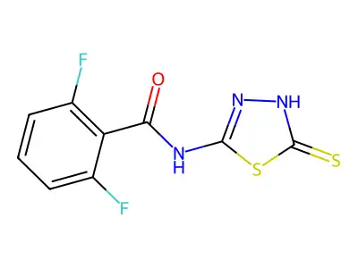 2,6-difluoro-N-(5-mercapto-1,3,4-thiadiazol-2-yl)benzamide structure