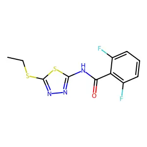 N-[5-(ethylsulfanyl)-1,3,4-thiadiazol-2-yl]-2,6-difluorobenzamide structure