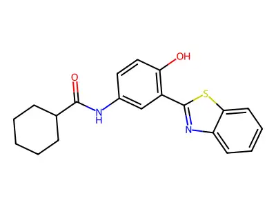 N-(3-(benzo[d]thiazol-2-yl)-4-hydroxyphenyl)cyclohexanecarboxamide structure