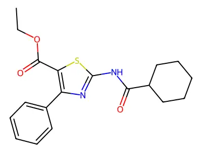 Ethyl 2-(cyclohexanecarboxamido)-4-phenylthiazole-5-carboxylate structure
