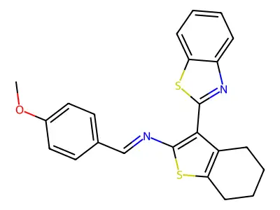 (1E)-N-[3-(1,3-benzothiazol-2-yl)-4,5,6,7-tetrahydro-1-benzothiophen-2-yl]-1-(4-methoxyphenyl)methanimine structure