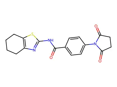 4-(2,5-dioxopyrrolidin-1-yl)-N-(4,5,6,7-tetrahydro-1,3-benzothiazol-2-yl)benzamide structure