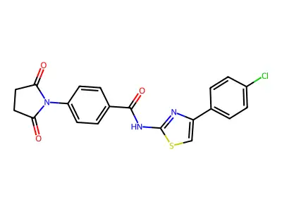 N-[4-(4-chlorophenyl)-1,3-thiazol-2-yl]-4-(2,5-dioxopyrrolidin-1-yl)benzamide structure
