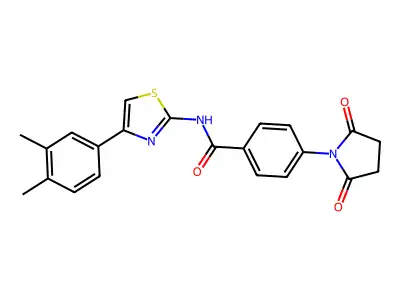 N-[4-(3,4-dimethylphenyl)-1,3-thiazol-2-yl]-4-(2,5-dioxopyrrolidin-1-yl)benzamide structure