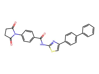 4-(2,5-dioxopyrrolidin-1-yl)-N-[4-(4-phenylphenyl)-1,3-thiazol-2-yl]benzamide structure
